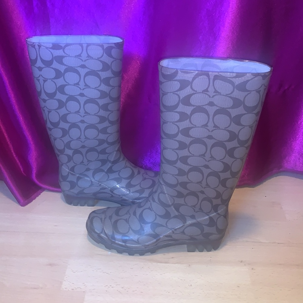 Coach Gray Patterned Winter & Rain Boots